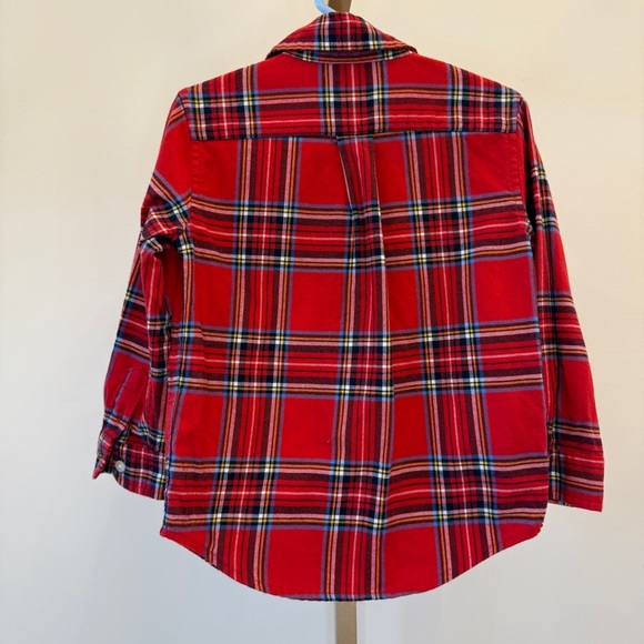 Janie & Jack Boys Red Plaid Button-Up Shirt Size 3 Long Sleeve Collared Top - Picture 5 of 8
